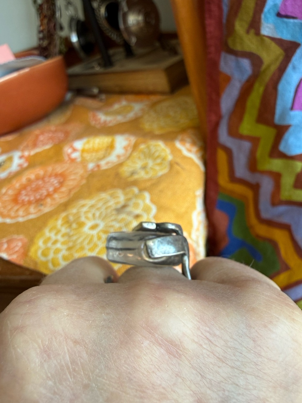 Anne-Marie Chagnon Pewter and Glass Ring, Size 6.5 Adjustable - Picture 6 of 13